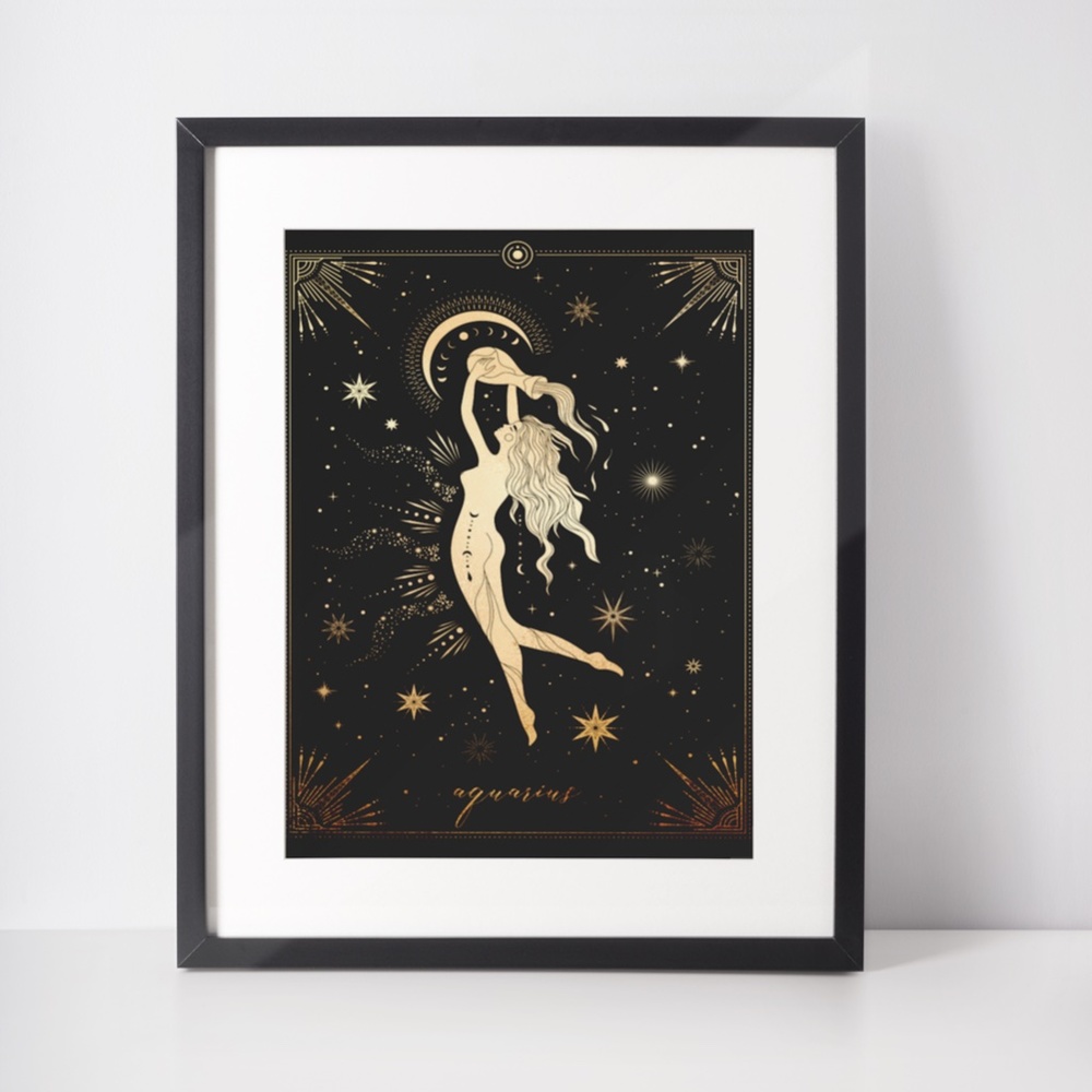 Aquarius Wall Art Celestial Zodiac Print Poster Unframed - Picture 5 of 15